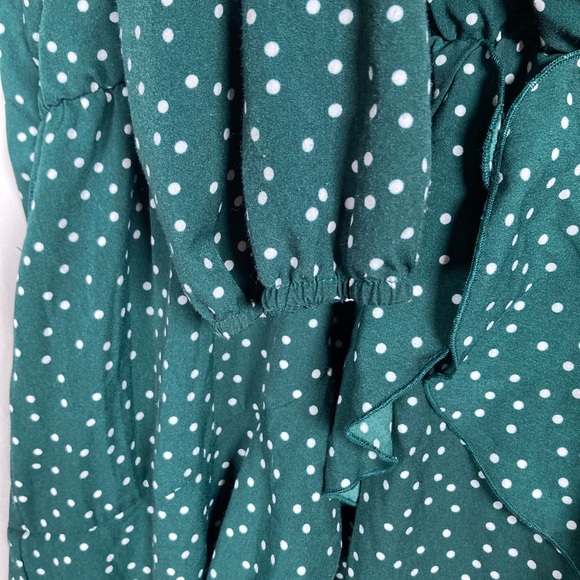 Uguest Green Polka Dot Long Sleeve Ruffle Dress Holiday Sz XXXL - Picture 4 of 14